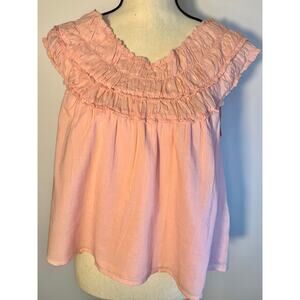 J Crew Peach Sleeveless Tank Top Coral Ruffled Crop Top Blouse Size M NWT